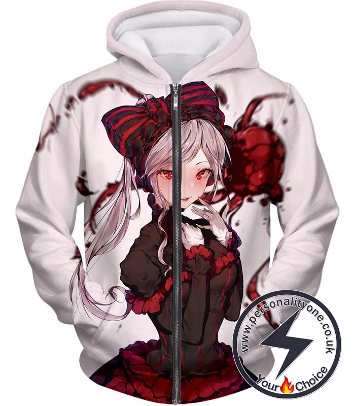 Overlord Cute Vampire Shalltear Bloodfallen Awesome Anime White Zip Up Hoodie